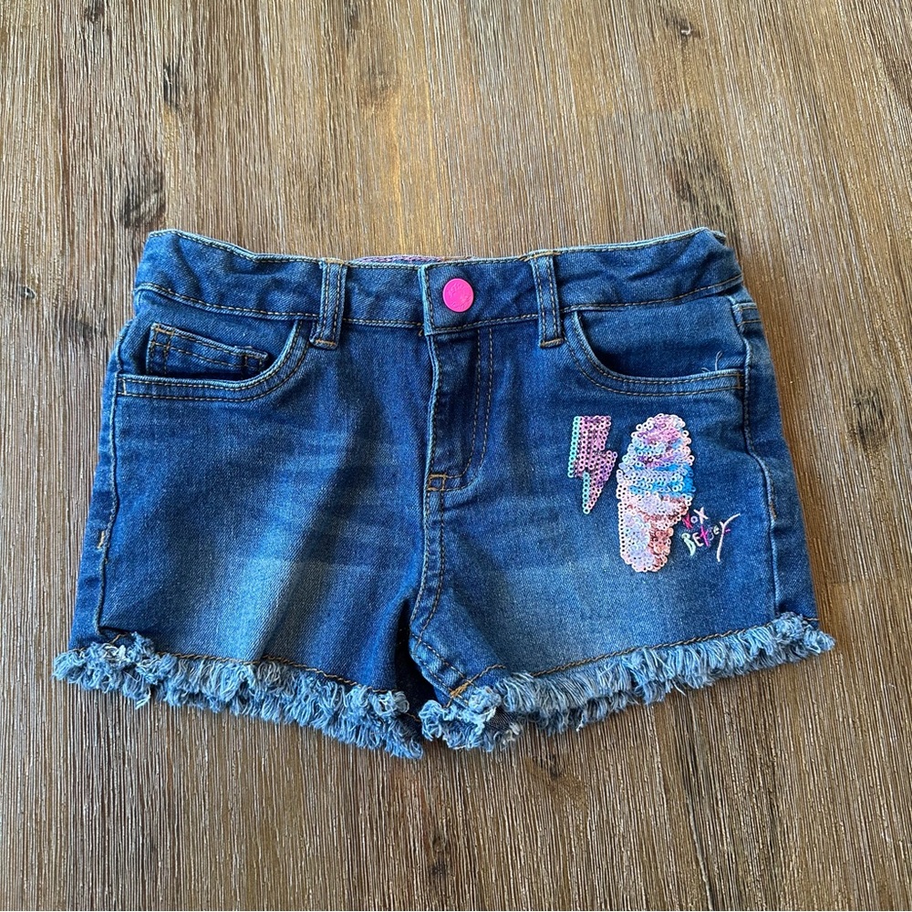 Betsey Johnson Blue Denim Kids Shorts with Sequins size 6